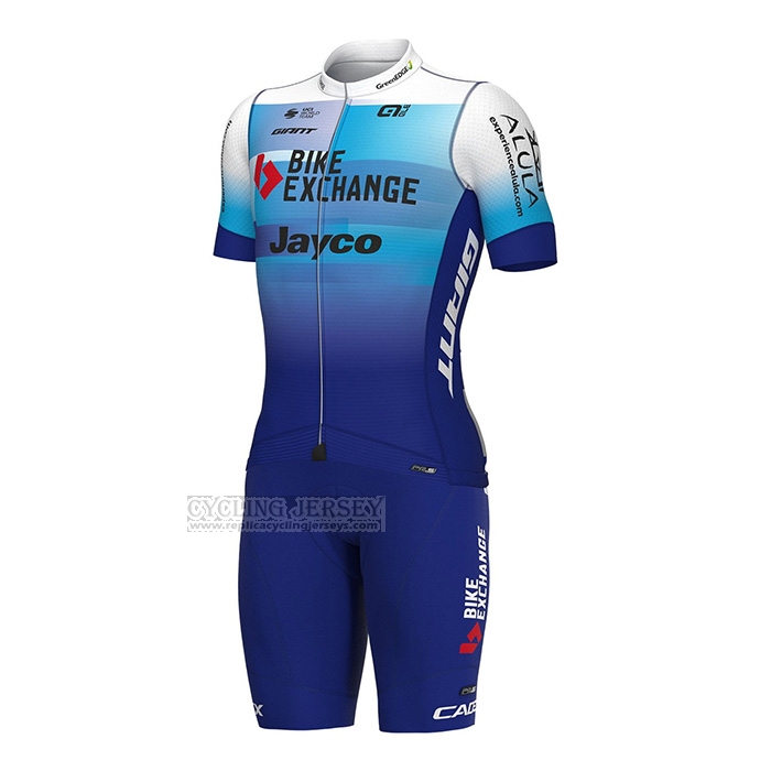 2022 Cycling Jersey Bike Exchange Blue White Short Sleeve and Bib Short